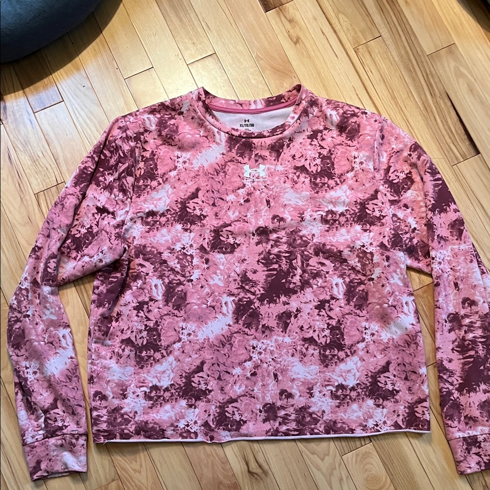 Under Armour Pink and Maroon Tie-Dye Sweatshirt